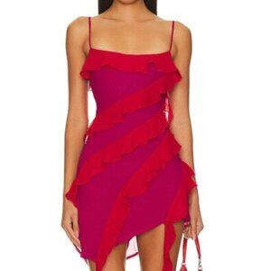 NEW Lovers and Friends Marisol Mini Dress Pink & Red Purple Party xxs